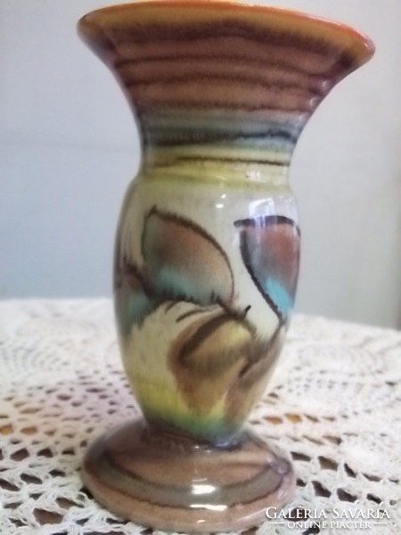 Gyönyörű  kerámia váza folyatott festés tech. 30-40-es évek