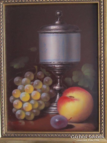 Little endre/ ender/; still life goblet; 24 cm x 18 cm, oil, wood