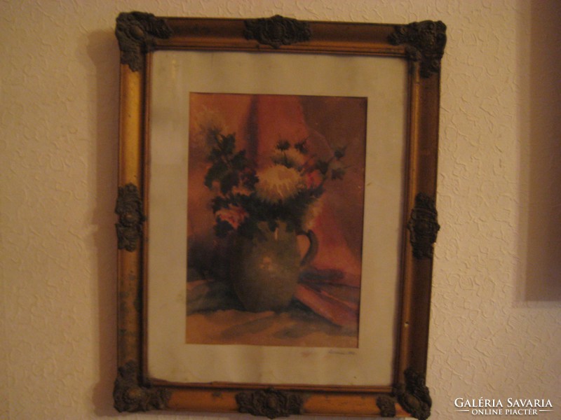 Flower still life, blondel frame, 44 x 34 cm + frame, signed Kozma 1963