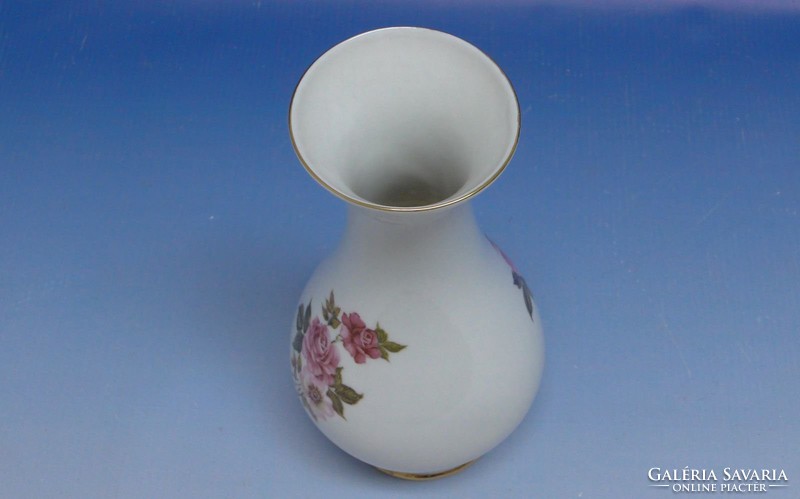 0J327 Hollóházi porcelán váza díszváza 19 cm