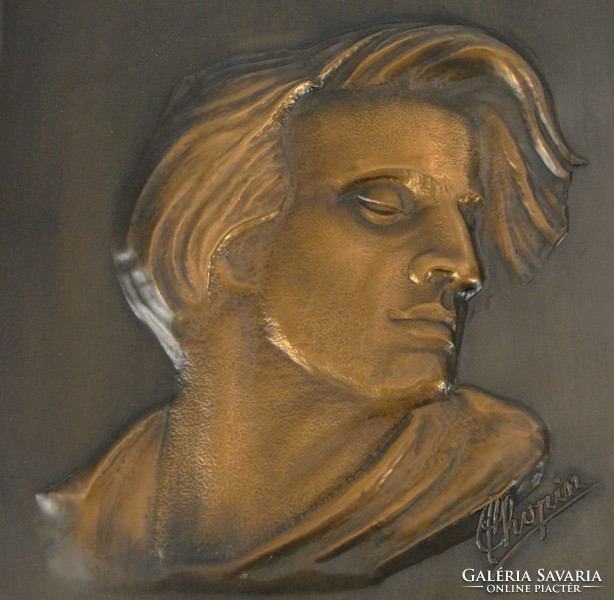 0J882 Nagyméretű bronz Chopin falidísz