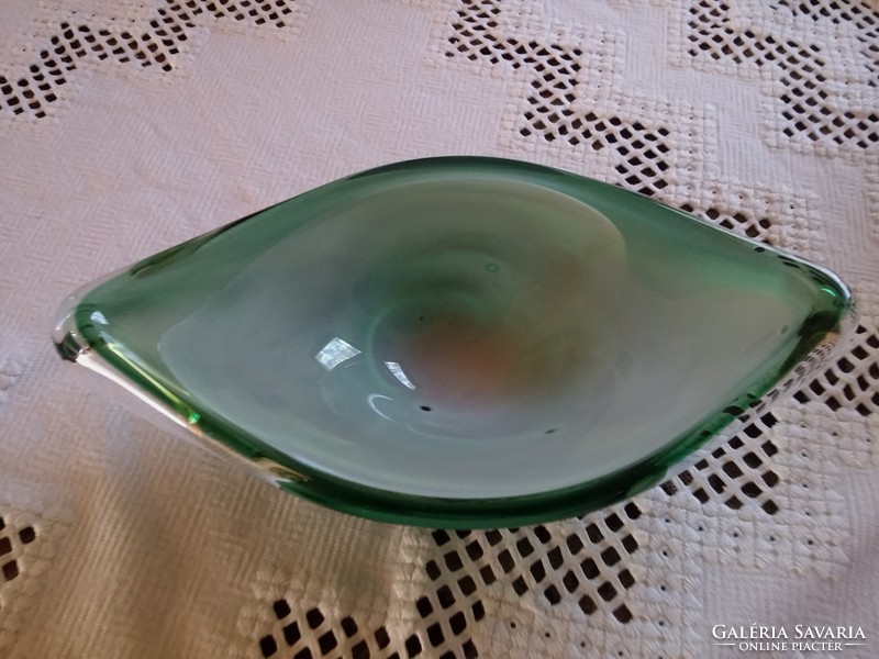 Boat-shaped heavy glass centerpiece, serving