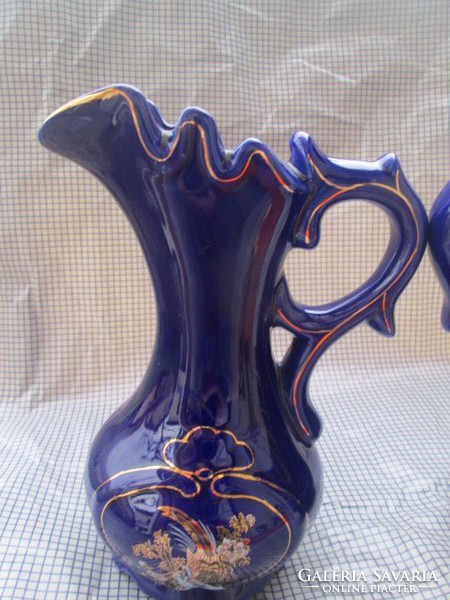 Pair of quality cobalt blue German porcelain decanter vases