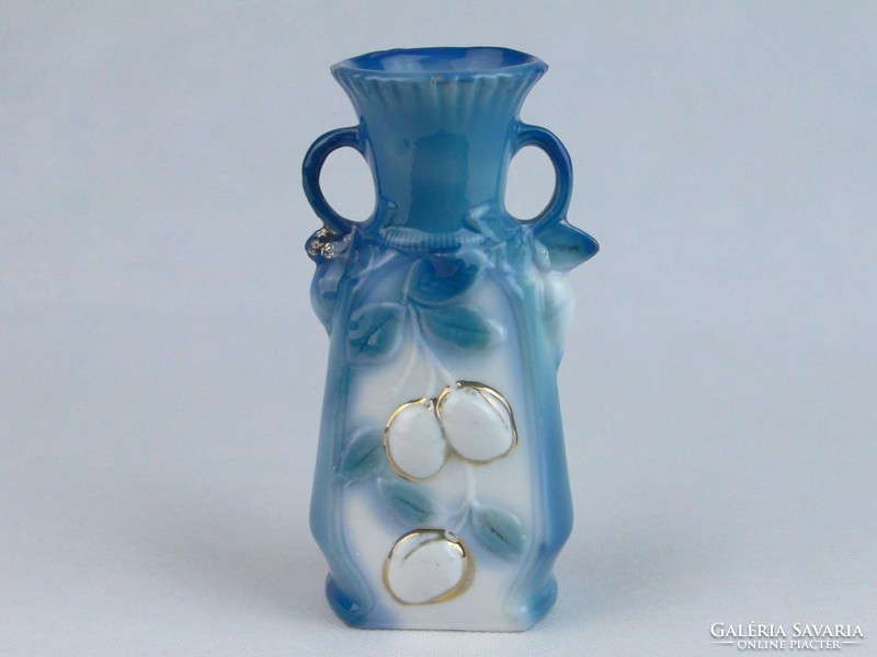 0J475 Régi kék porcelán váza 15 cm