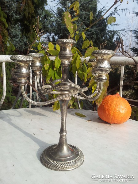 Five-pronged silver-plated candlestick