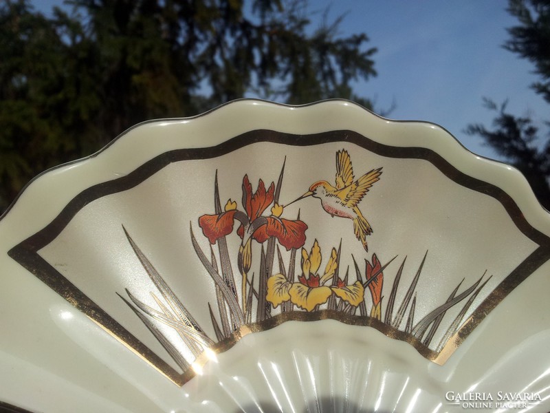Japanese hummingbird porcelain fan bowl