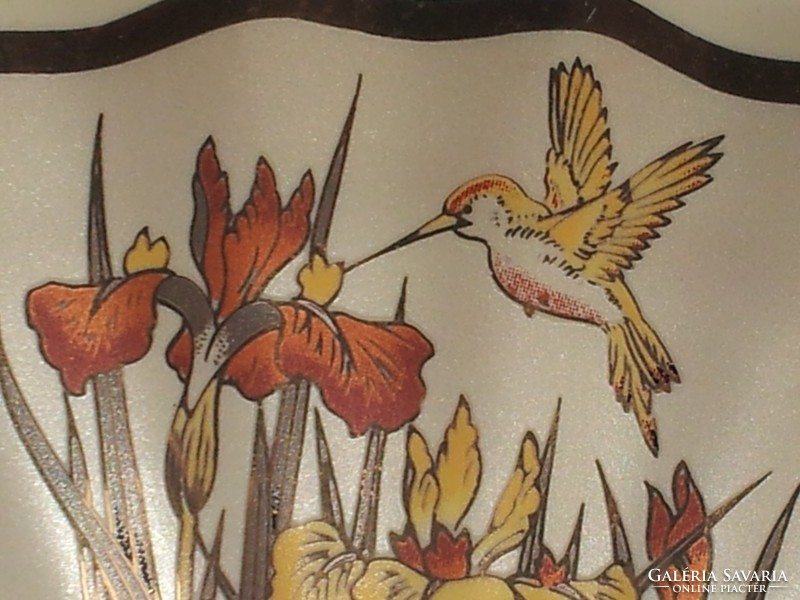 Japanese hummingbird porcelain fan bowl