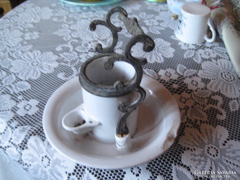 Antique, pump ink holder, made in France,. Made of porcelain and copper