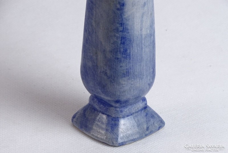 0J906 Régi kék kerámia váza 18.5 cm