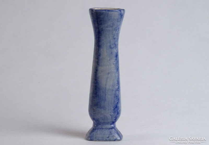 0J906 Régi kék kerámia váza 18.5 cm