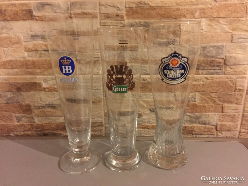 Nagyméretű reklám sörös poharak 3 db, 25 cm.