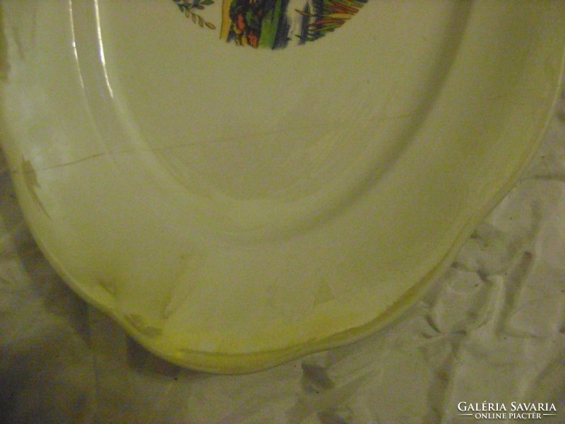 Scenic porcelain serving bowl - damaged