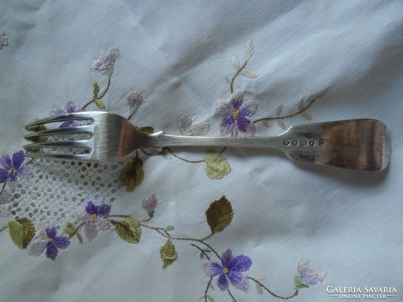 Antique English silver plated monogrammed fork.