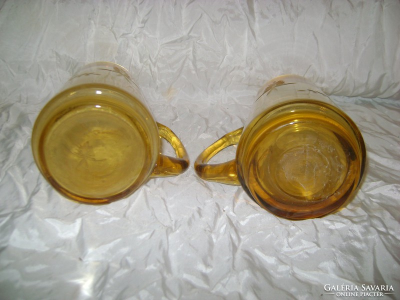 Old amber colored polished glass jar - two pieces together