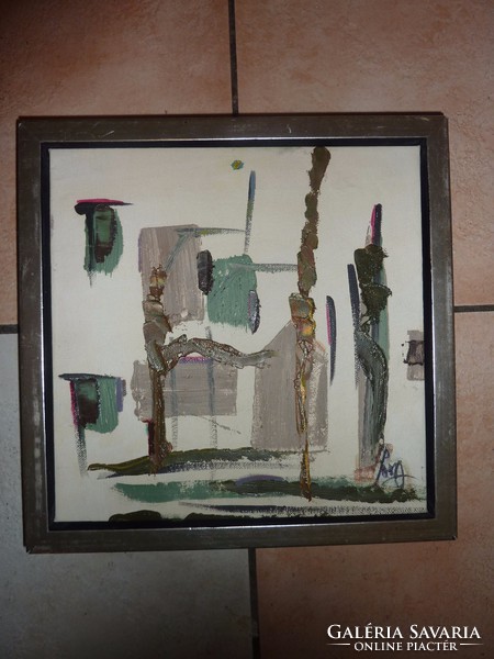 Modern enteriőr (olajfestmény kerettel, 28x28 cm)