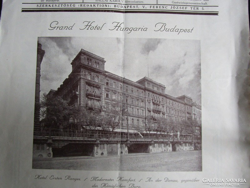 GRAND HOTEL HUNGARIA BUDAPEST RELIKVIA 1928 REKLÁM Magyar Sz
