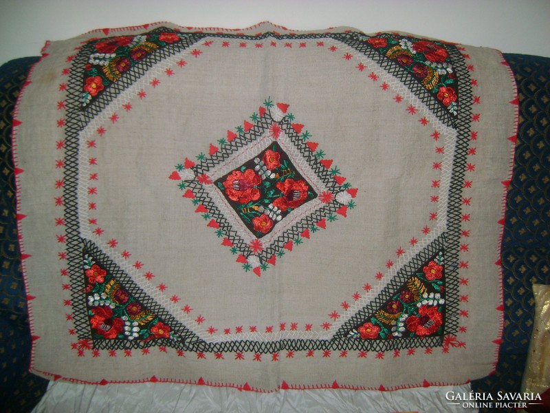 Silk embroidered matyo tablecloth, tablecloth