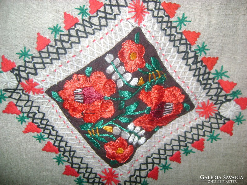 Silk embroidered matyo tablecloth, tablecloth