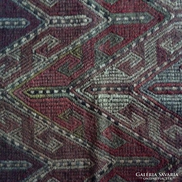 Turkish kilim wool carpet is a hand-woven village prayer rug