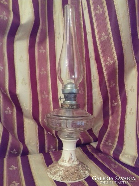 Antik FISCHER  Johanna sorozat kerámia üveg petróleum lámpa