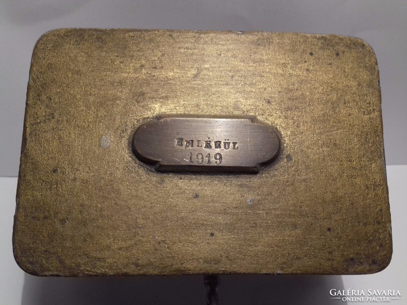 Antique - 105 years old - souvenir metal box from 1919 with a key, probably the work of a prisoner of war
