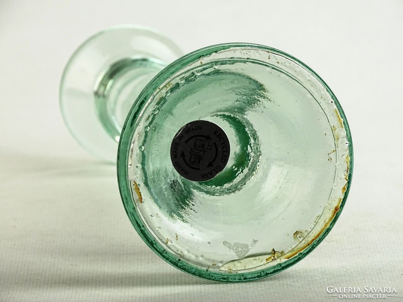 0K459 Jelzett Spanyol üveg gyertyatartó 19 cm