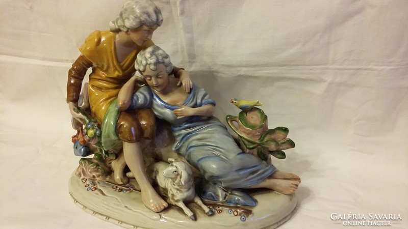 Beautiful large porcelain statue of a couple in love