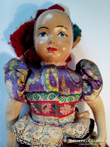 Antique Matyó doll's eyes, 40 cm, worn, very discounted price