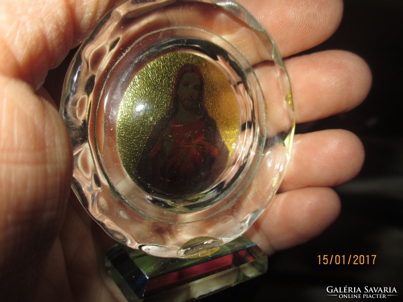 Jézus szentkép üvegbe dolgozva, álló dísz
