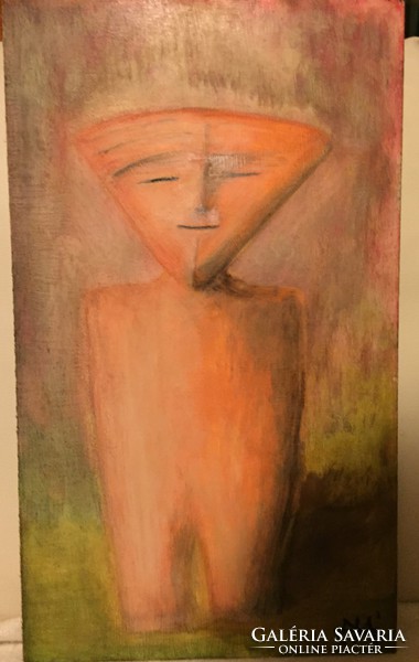 Ágota Horváth: ancian man - a contemporary painting by the artist evoking the past