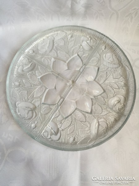 Thick rose split glass bowl, offering a large size of 30 cm.