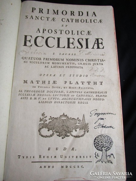 Primordia sanctae catholicae et apostolic Platthy  BUDA 1790