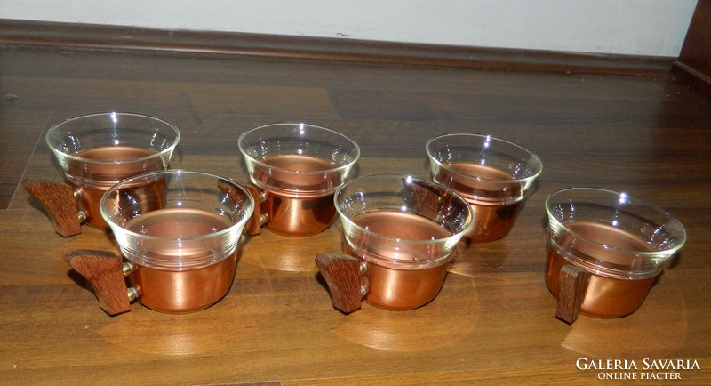 Heat-resistant coffee set with external copper / wood holder