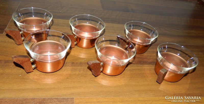 Heat-resistant coffee set with external copper / wood holder