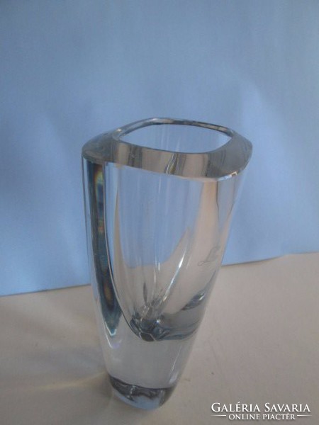 Gyönyörű art deco kristály üveg váza igen vastag falú, nehéz