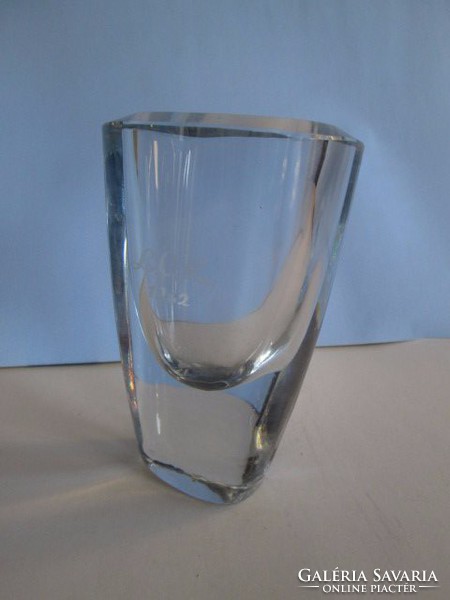 Gyönyörű art deco kristály üveg váza igen vastag falú, nehéz