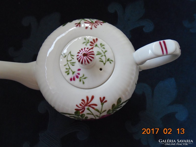 1925 Rare! Hand painted august warnecke ostfriesen rose pattern ribbed spout