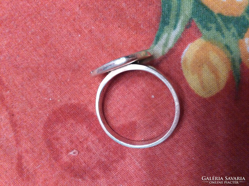 Silver ring with heart-shaped fire enamel insert
