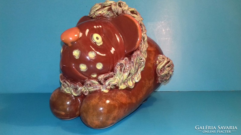 Now you can get it at a very discounted price! Ceramic glazed very large lion figure by Gyula the blacksmith