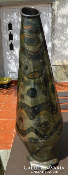 Iparművészeti zománc fém padlóváza - nagy váza
