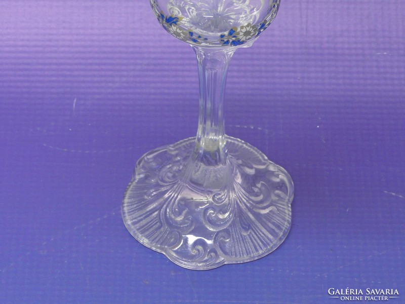 0L179 Régi aranyozott üveg gyertyatartó 16 cm