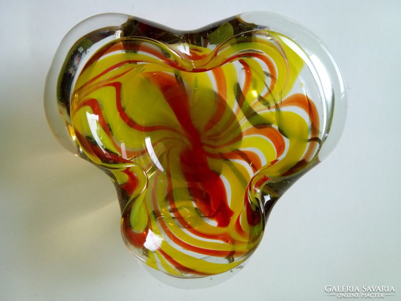 Czech thick glass ashtray or offering bowl with summer colors ashtray ashtray
