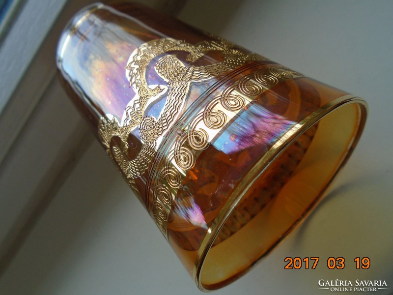 Culver ltd-usa gold plated 22k etched opulent peach glass