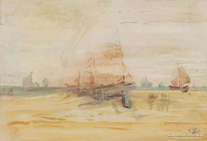 Francia festő (?),1924: Hajók a tengeren