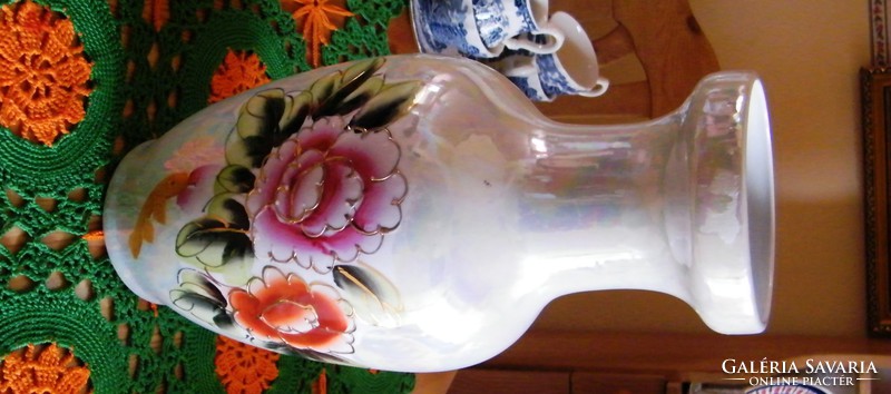 32 x 10 cm kézzel festett váza   XX