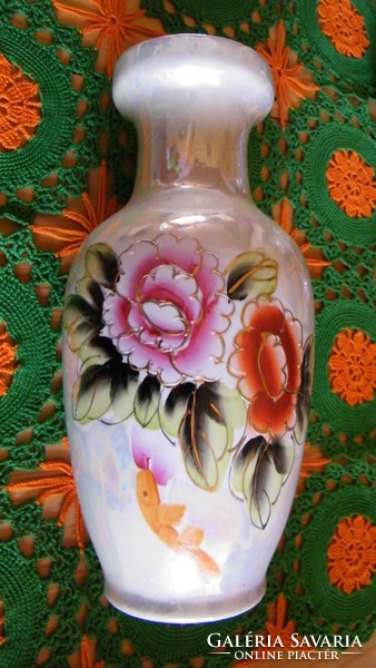 32 x 10 cm kézzel festett váza   X