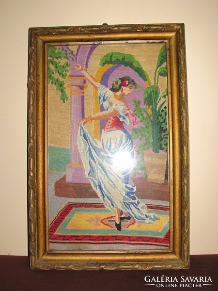 Showy tapestry image, dancer.