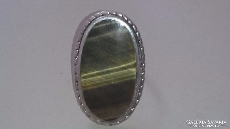 Impozáns ezüst gyűrű Tigrisszemmmel 