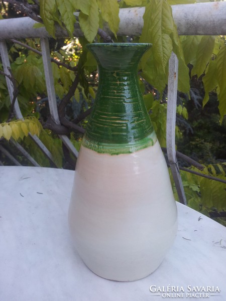 Retro green and white vase