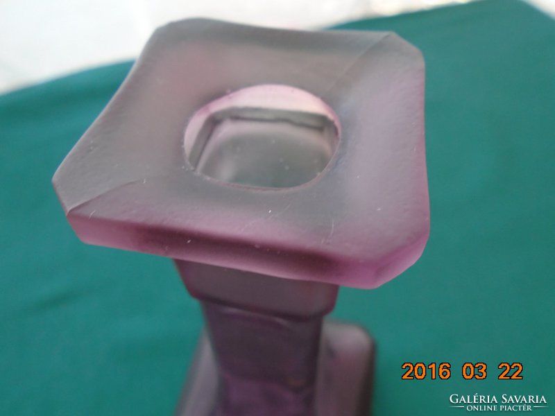 Antik lila fazettált négyszögletes opál üveg váza